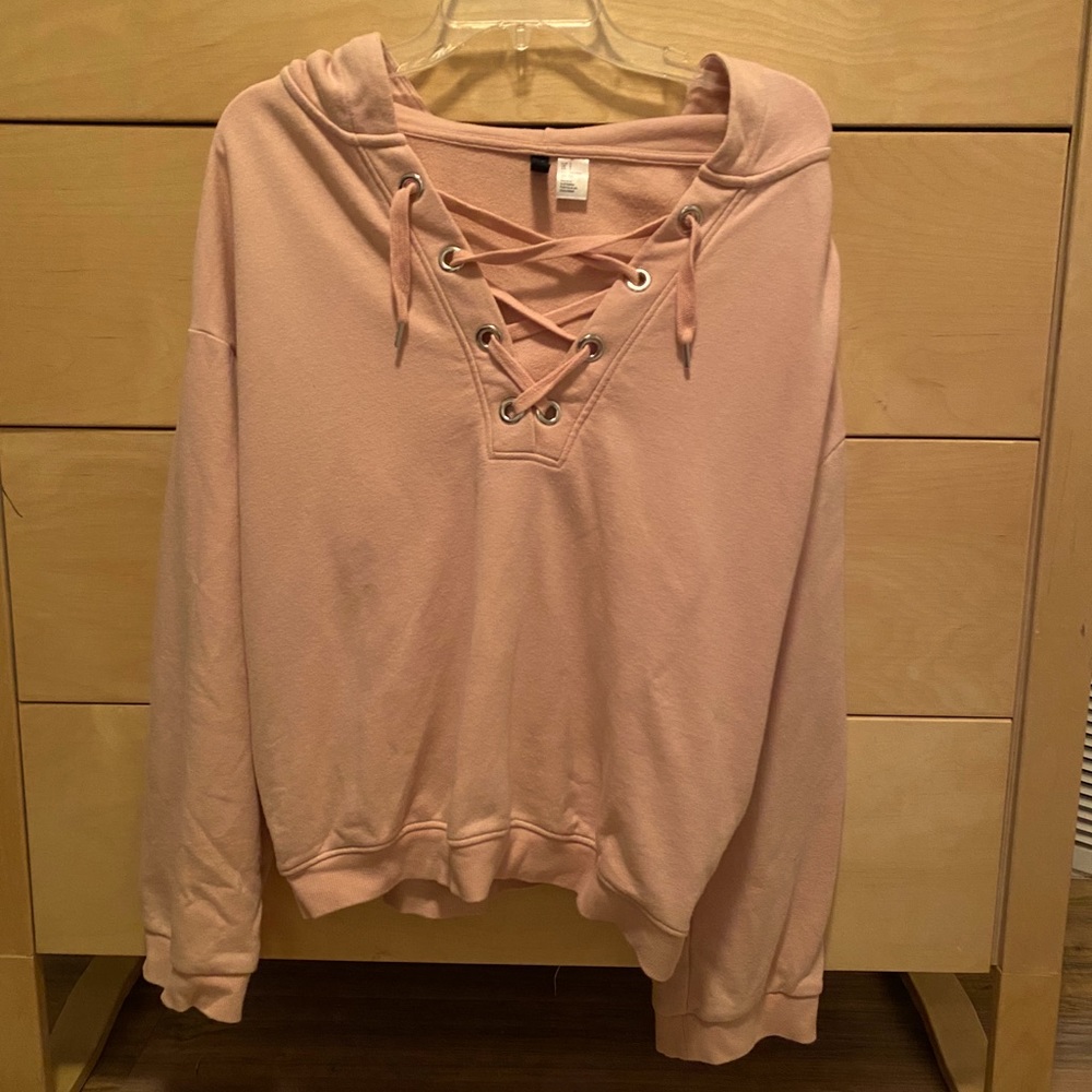 H&M Casual Cropped Hoodie Light Pinn